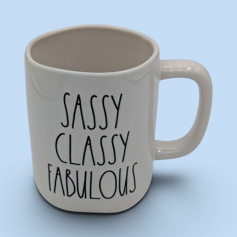 Rae Dunn Mug OS White Sassy Classy Fabulous Artisan Collection Ceramic Coffee